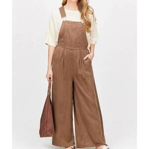 NEW BEFORE YOU COLLECTION chambray wide leg overalls in cocoa